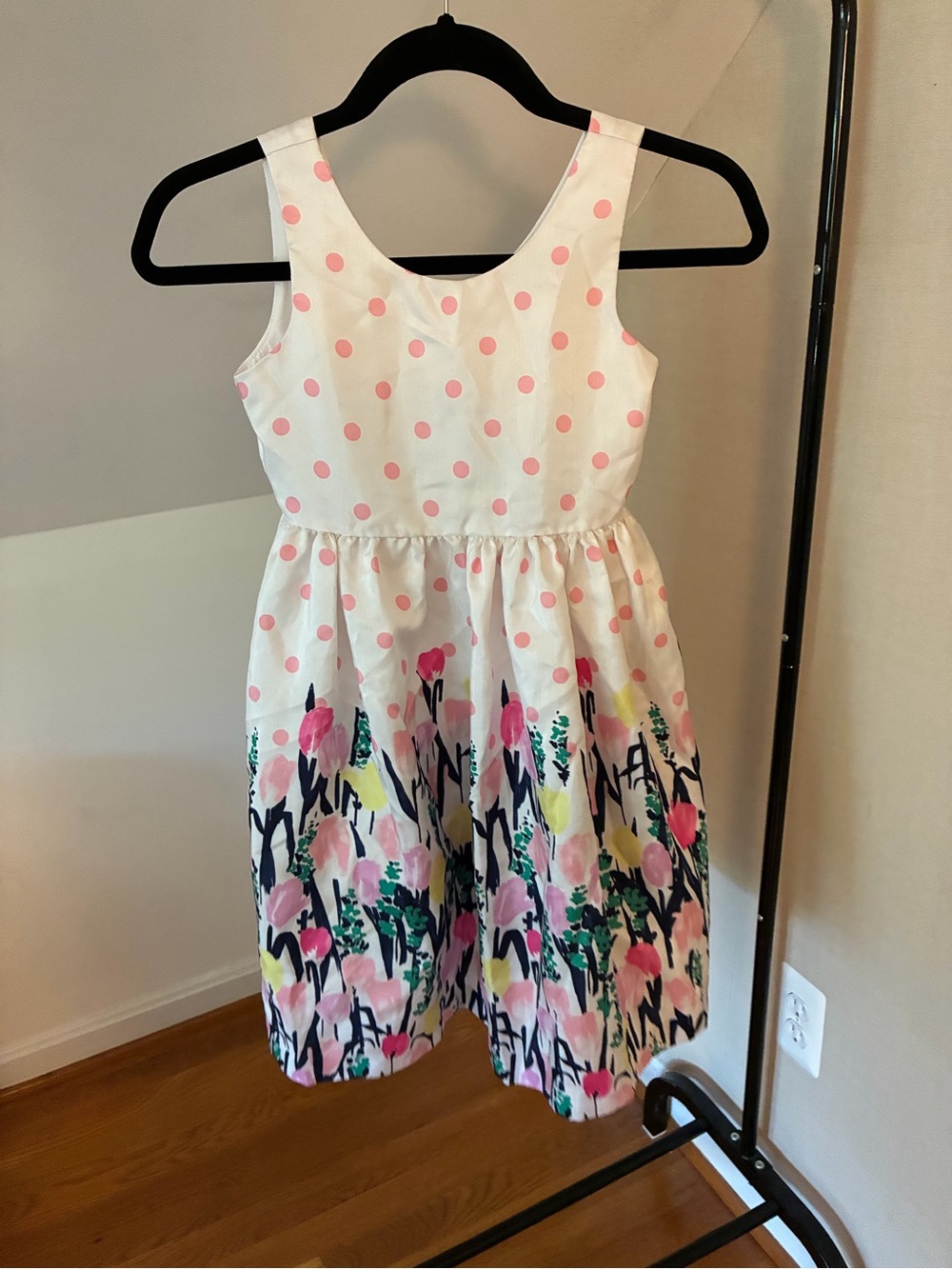Gymboree Girls White & Pink Polka Dot Floral Dress - 7
